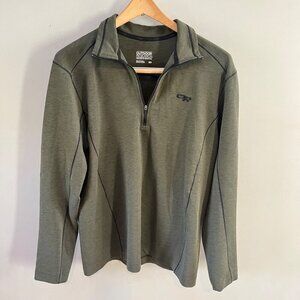 Outdoor Research Mens‎ Long Sleeve Green Quarter-Zip Pullover- Sz. L
